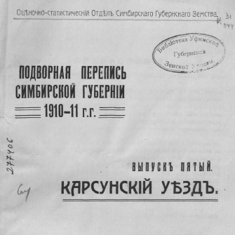 Подворная перепись Симбирской губернии 1910-1911гг. Карсунский уезд.